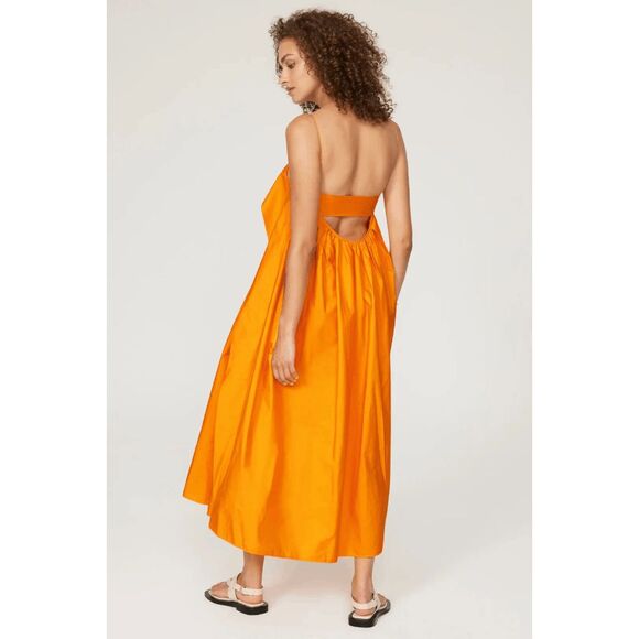 Cecilie Bahnsen Susa Organic Cotton Midi Dress in Tangerine US 8 $1095 - Picture 4 of 12